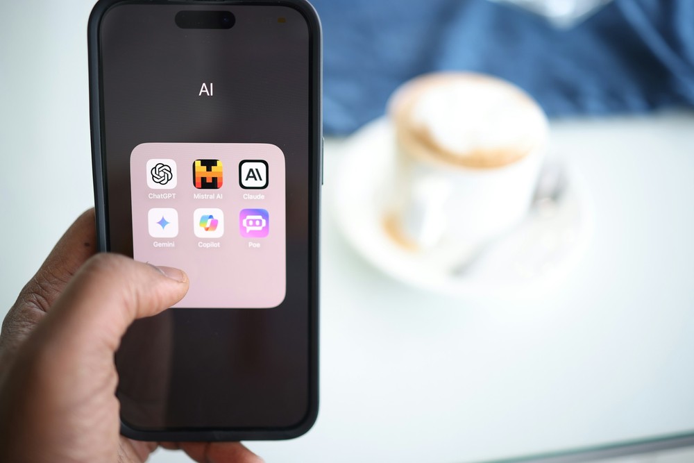 An iPhone with many AI apps installed