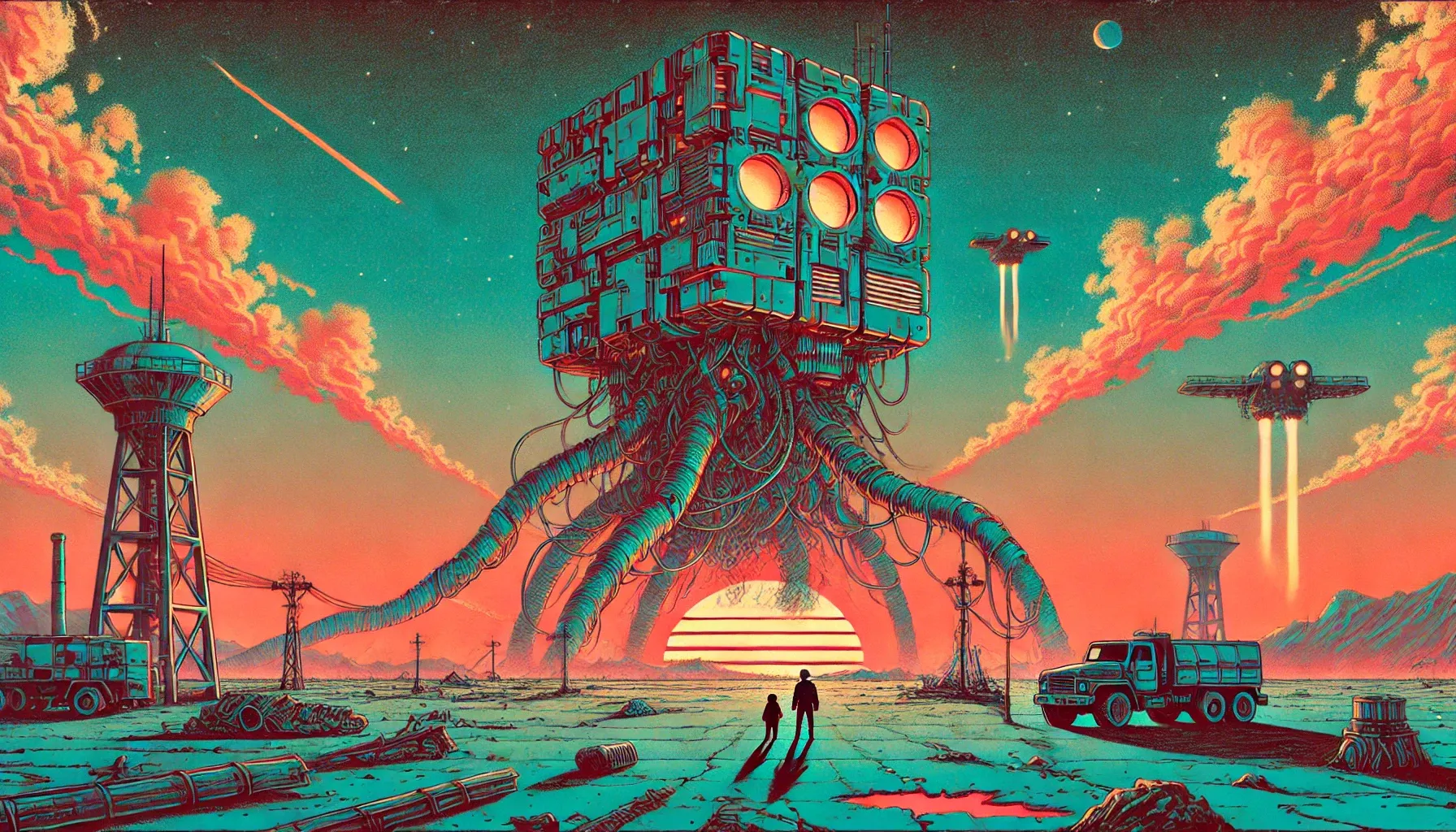 An illustration of a massive robot