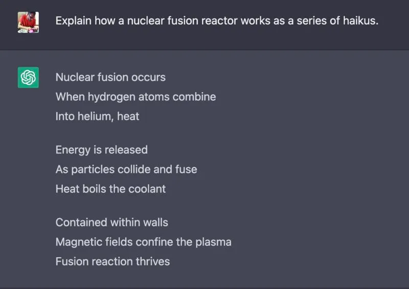 Screenshot of chatgpt explaining
fusion