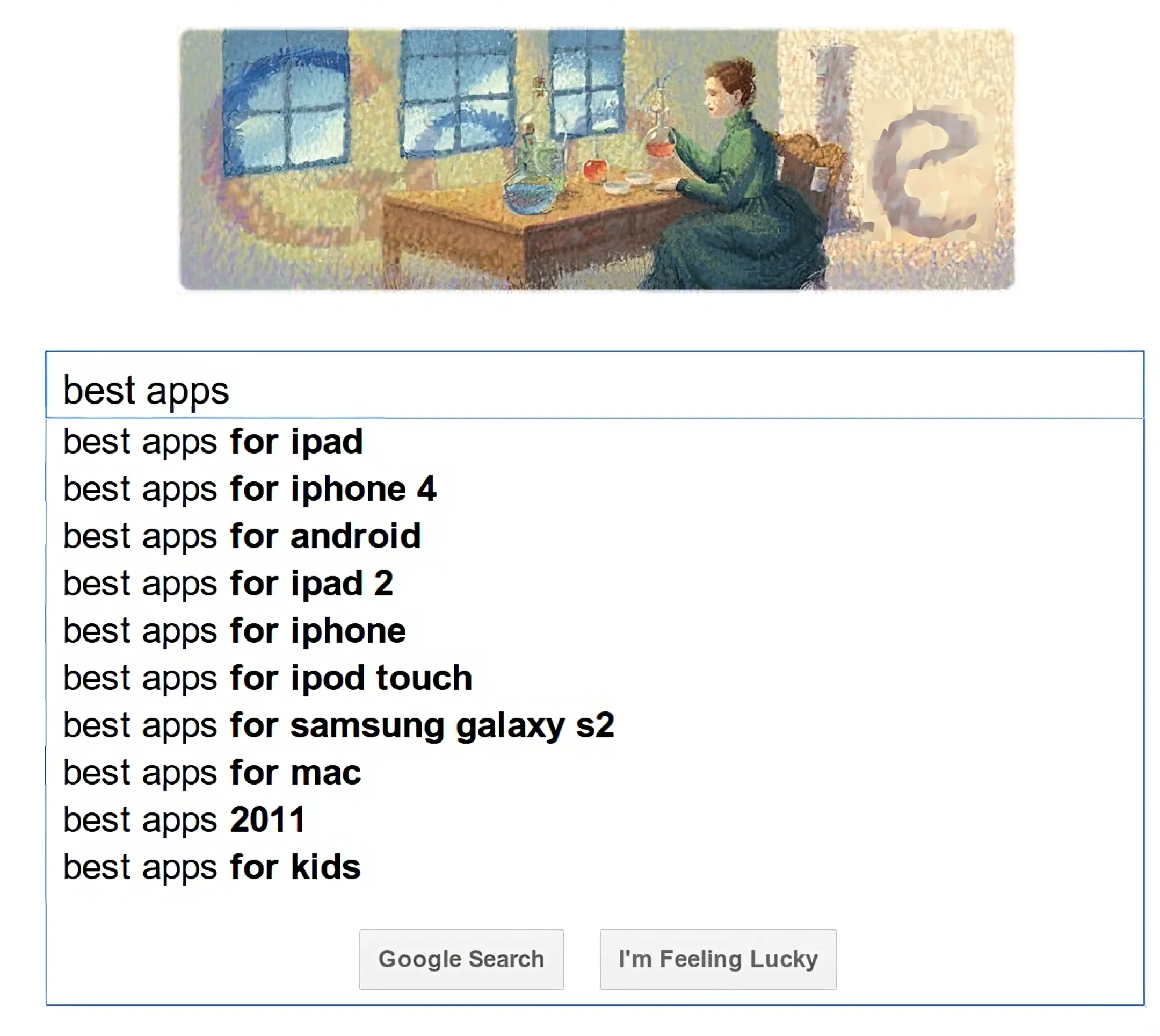 Search results prompts for 'best apps' on google