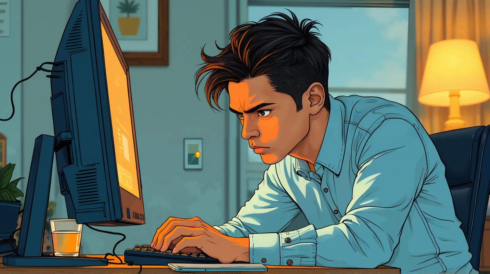 An illustration of a frustrated developer at his
screen