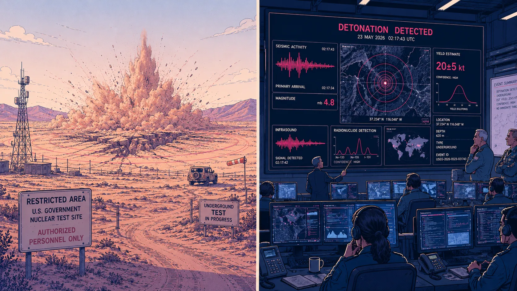 Illustration of a ground based nuclear test and control observation
centre