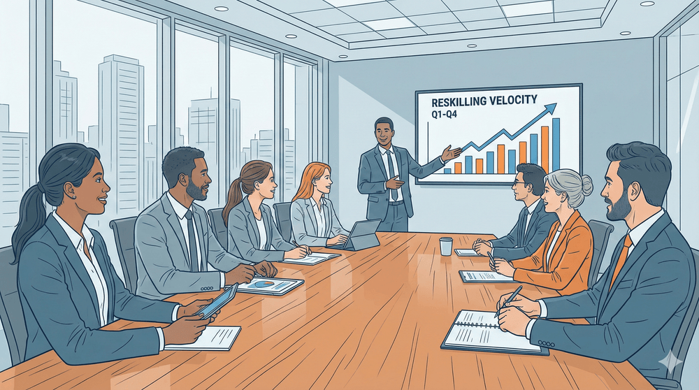 Illustration of a board meeting