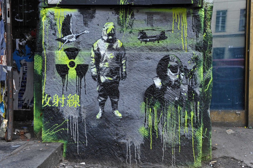 Grafitti on a wall suggesting a radiation leak