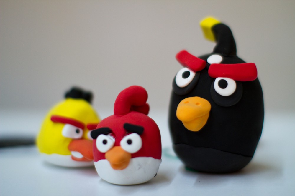 Angry Birds sculptures from plastecine