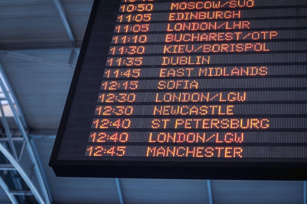 Flight arrivals board